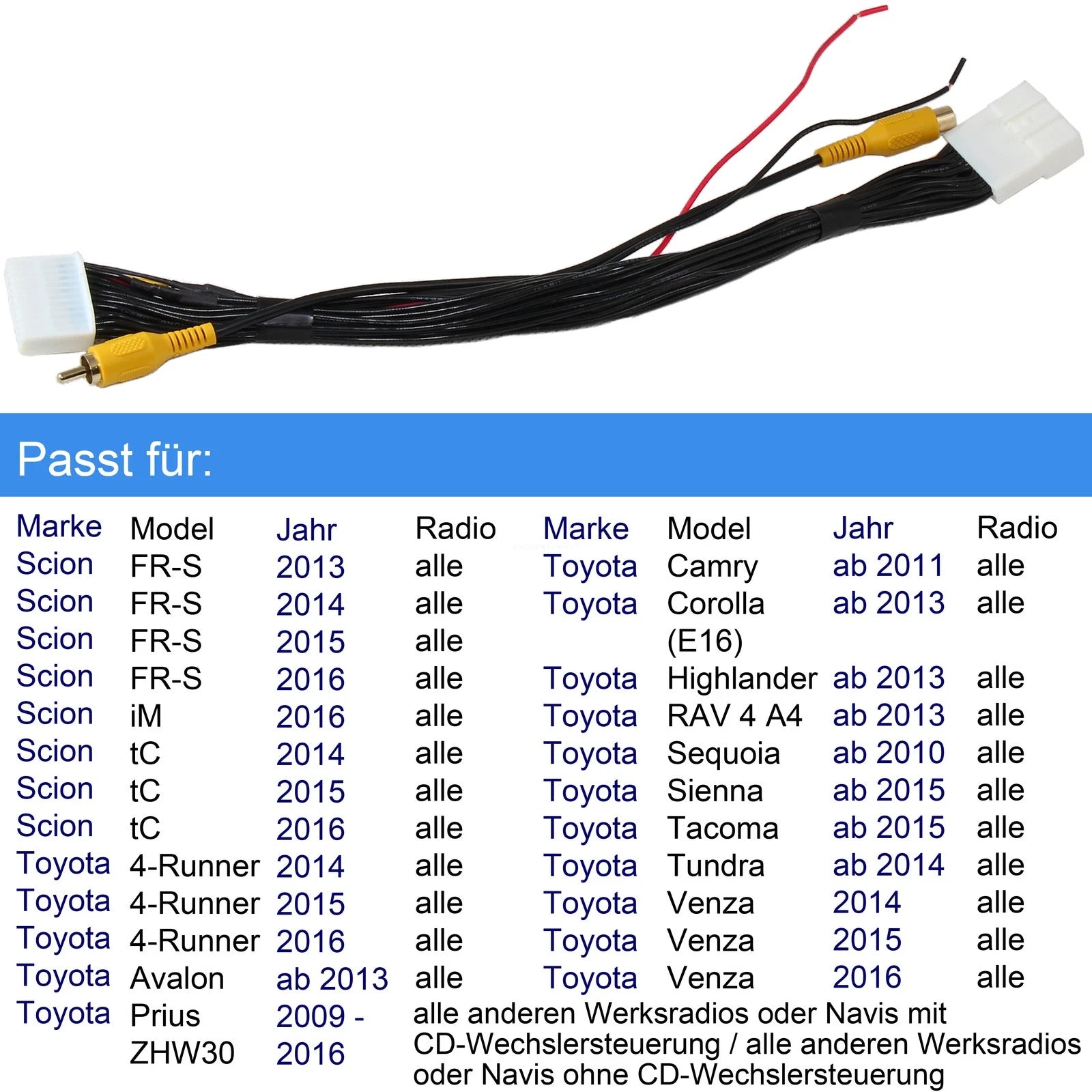 Backup Camera Wire Adapter & Voltage Converter for Toyota Camry (2015–2023)