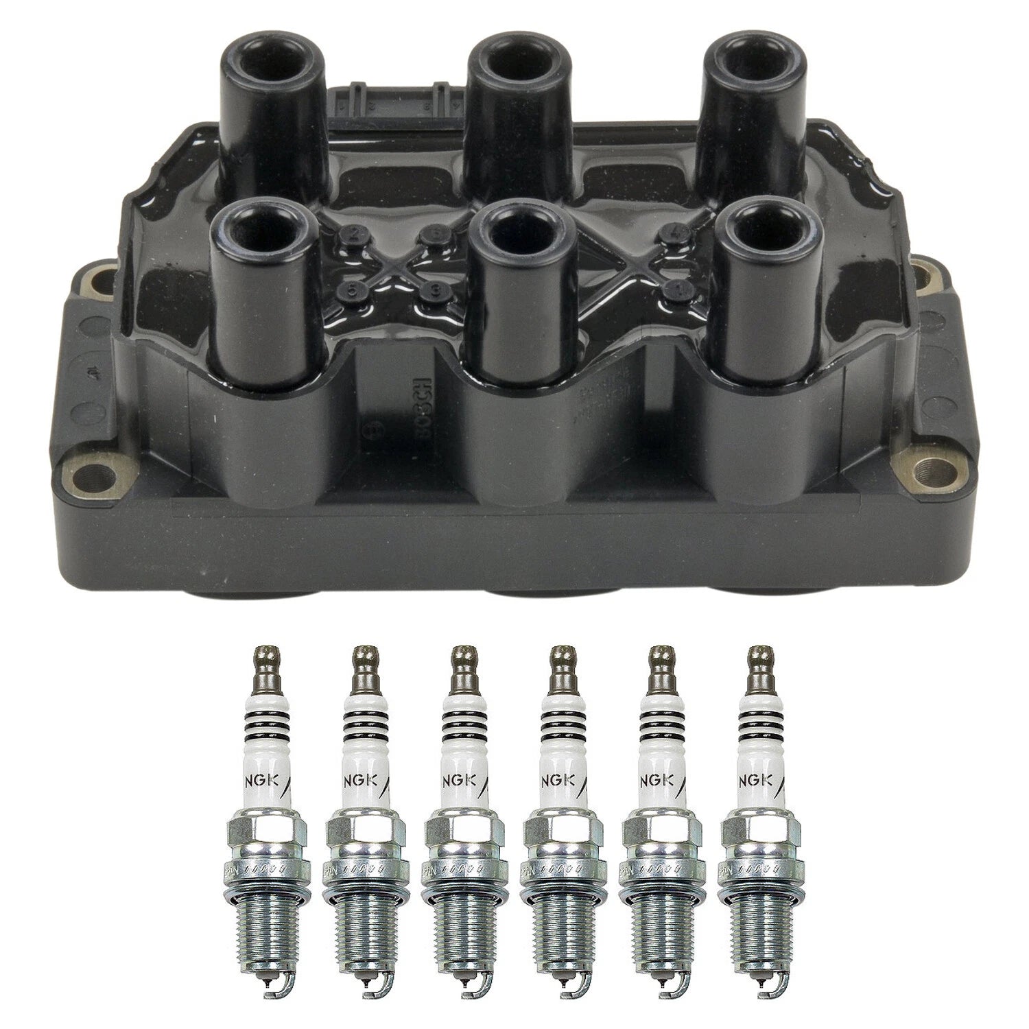 Set of 6 Bosch Ignition Coils & NGK Iridium IX Spark Plugs for 900 9000 A6 325i