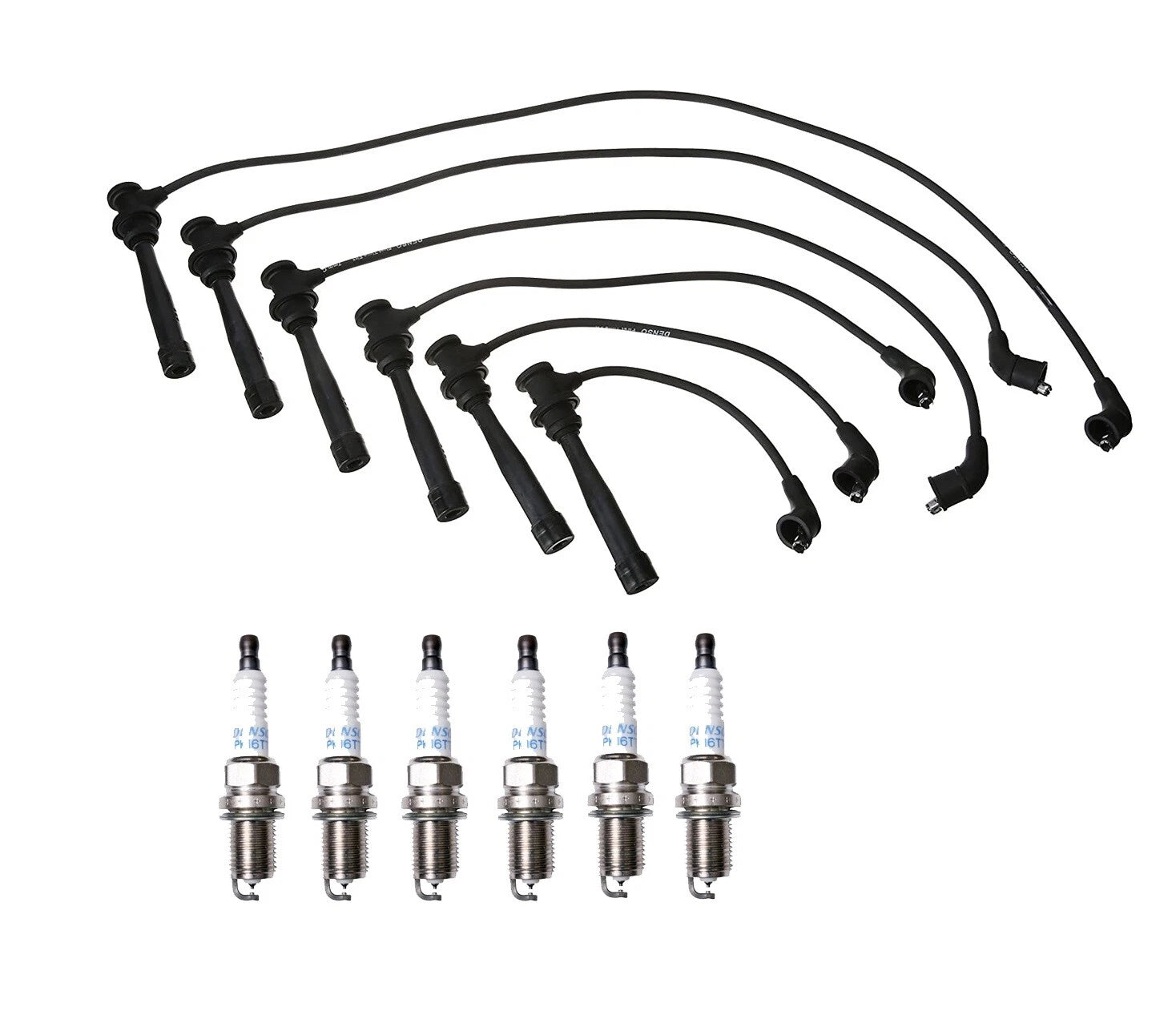 Denso 7mm Wire Set & 6 Platinum TT Spark Plugs for Hyundai Kia V6 (2.5–2.7)