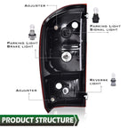 Set of 2 Red/Black Rear Tail Lights for Toyota Tacoma (2016–2022)