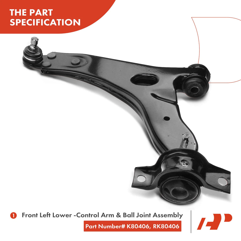 Set of 4 Front Lower Control Arms & Ball Joints for Ford Focus (2000-2004)