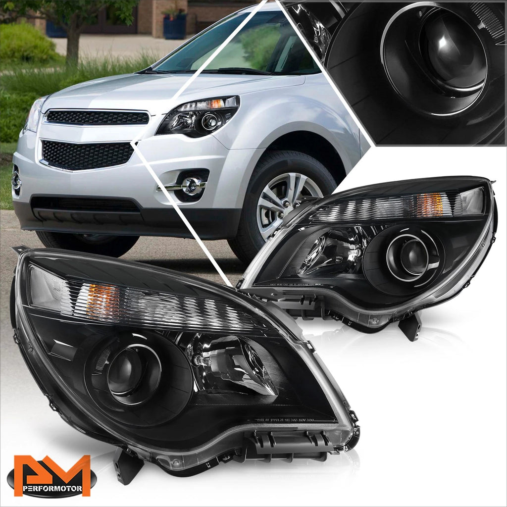 Set of 2 Projector Headlights for Chevrolet Equinox LTZ (2010–2015) - Black/Amber