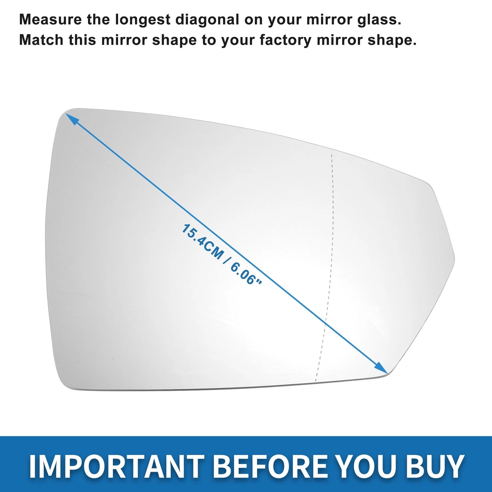 Heated Right Side Mirror Glass for Volkswagen Polo MK6 (2017–2023)