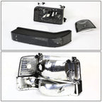 LED DRL Smoked Clear Bumper Headlight Lamps for Ford F-Series (1992–1996)