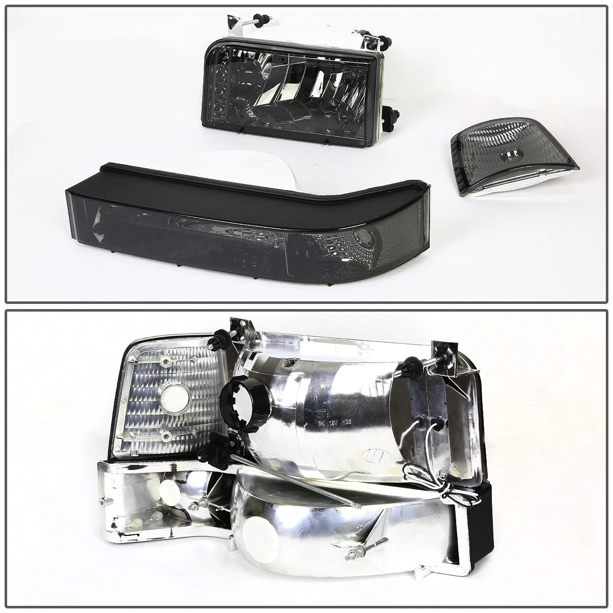 LED DRL Smoked Clear Bumper Headlight Lamps for Ford F-Series (1992–1996)