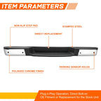 Rear Bumper Assembly for Nissan NV1500-NV3500 (2012–2021) w/Park Sensor Holes Chrome