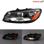 Set of 2 Halogen Headlights for Volkswagen Passat (2012–2015) Black Housing