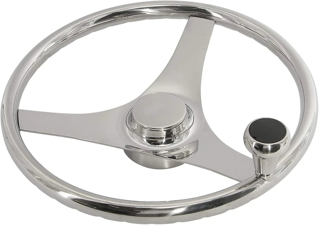 3 Spoke Stainless Steel Steering Wheel for Marine Boat (13.5 Inch)
