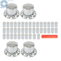 Set of 4 33mm Chrome Rear Wheel Axle Covers with Hub Caps for Semi Truck