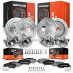 Set of 16 Drilled Brake Rotors & Pads with Calipers for Nissan Rogue