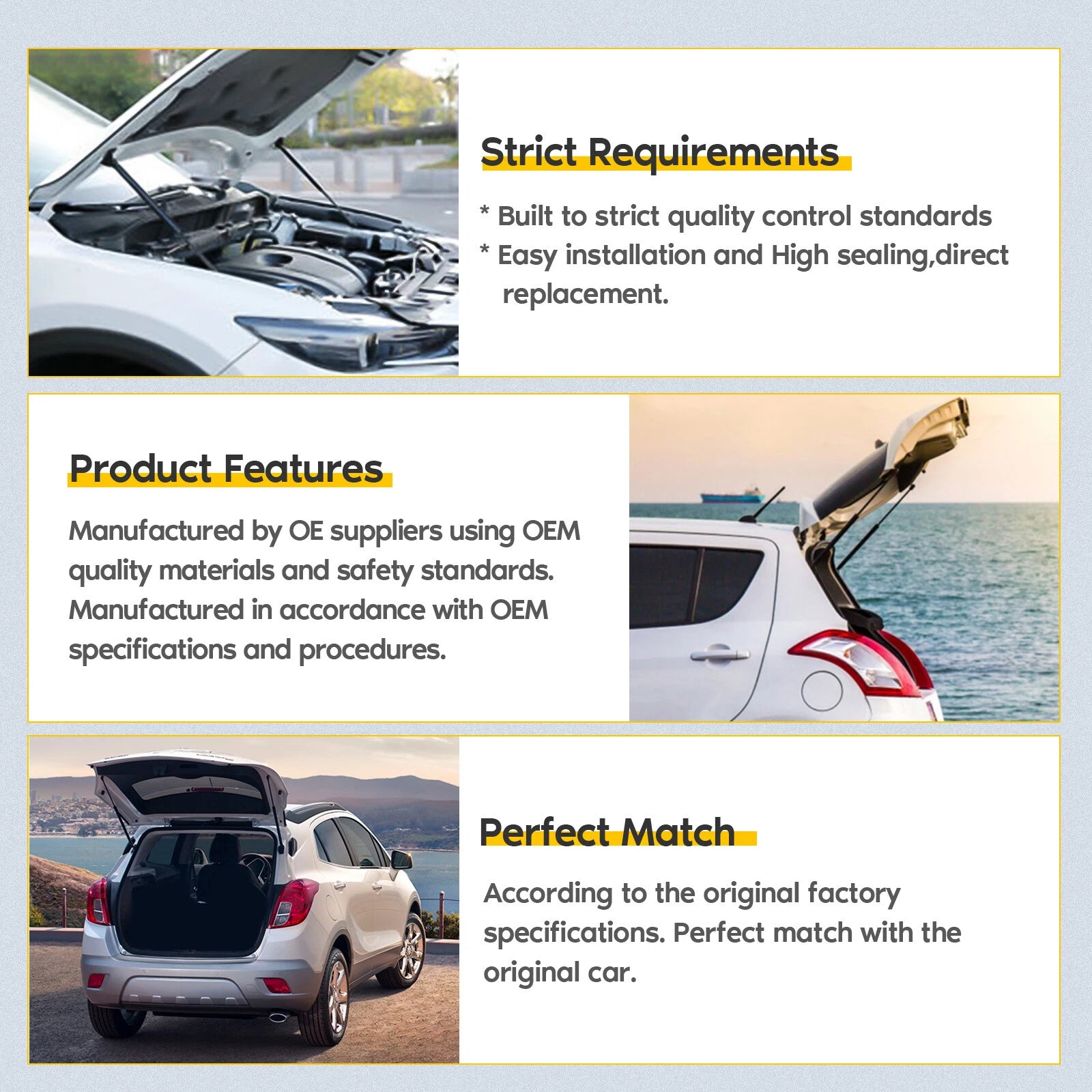 2 Rear Glass Window Lift Supports for Smart Fortwo 450 (2000–2007)