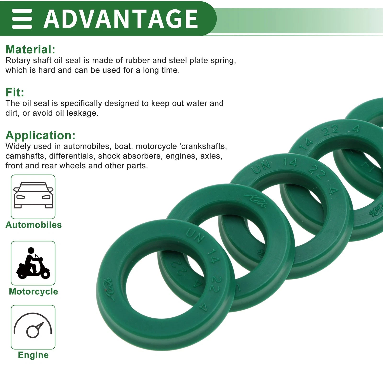 Oil Seal Ring for Various Models (14x22x4mm, Set of 5, High Pressure)