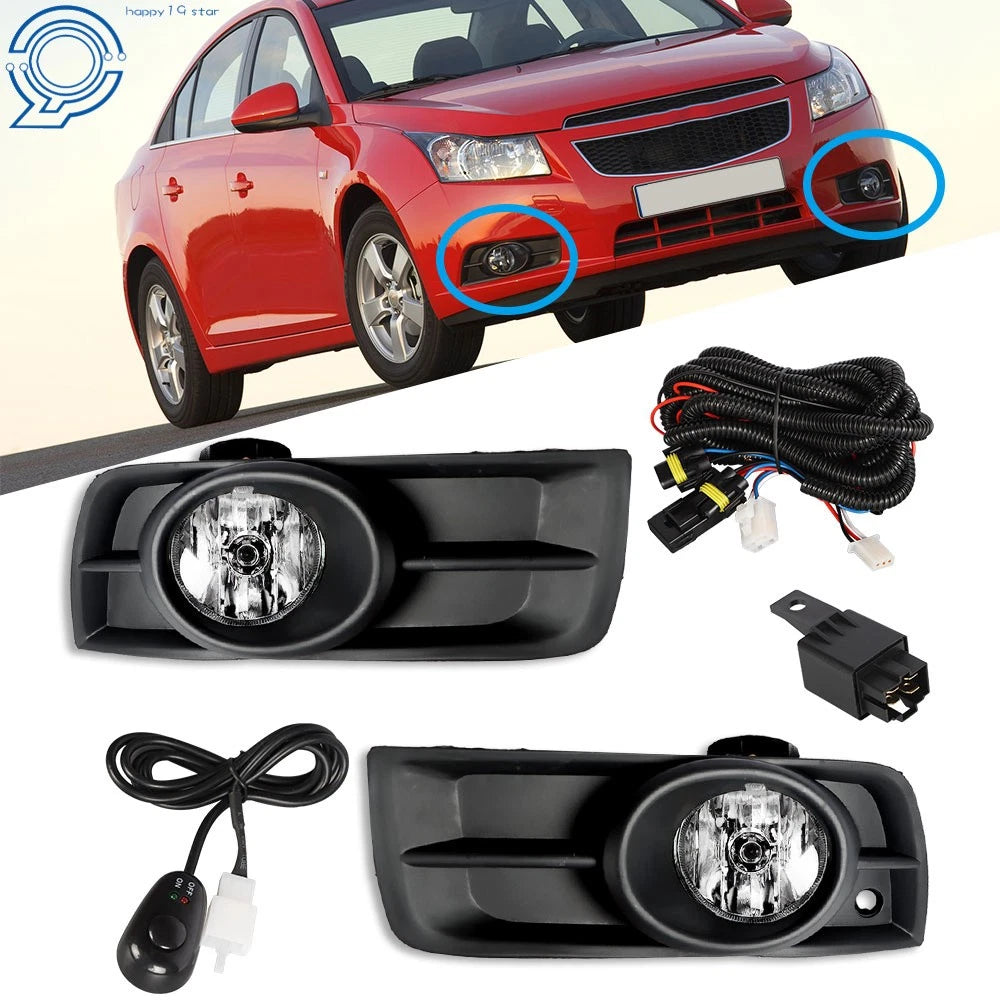 Set of 2 Chrome Bumper Fog Light Lamps for Chevy Cruze (2010–2014)