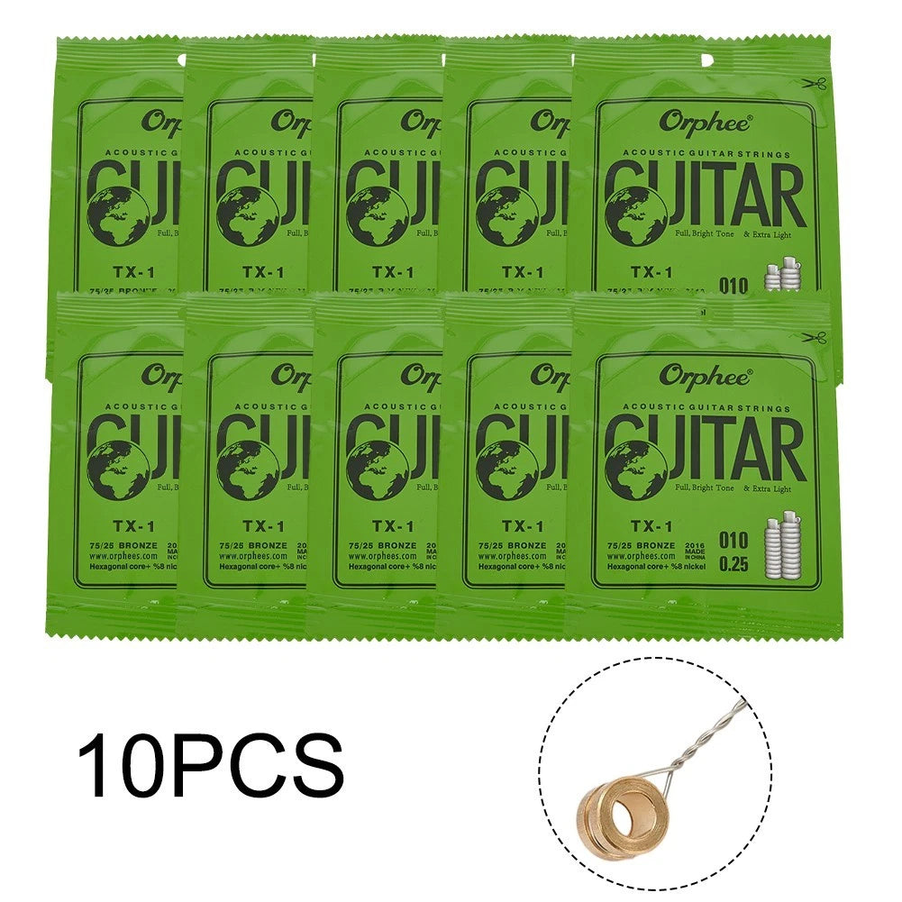 10PCS Orphee E-Strings for Acoustic Guitar (.010) Replacement
