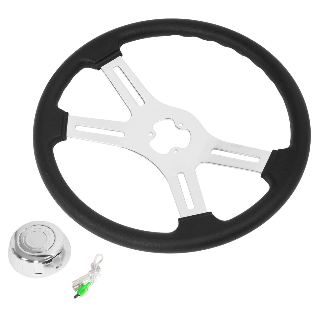 18" Black 4 Spoke Steering Wheel for Freightliner Kenworth Peterbilt Volvo