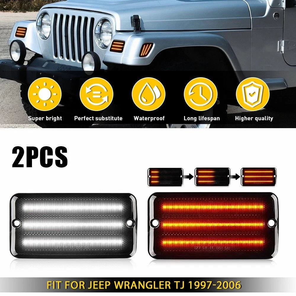 Smoked Lens LED Side Marker Light for Jeep Wrangler TJ (1997–2006) AUXITO H