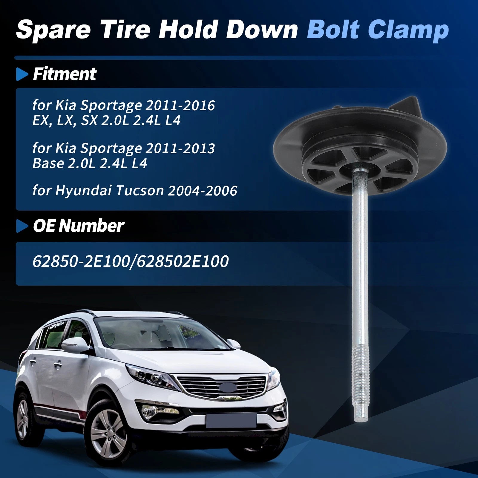 Spare Tire Fixing Screw Retainer Clamp for Kia Sportage (2011–2016) 628502E100