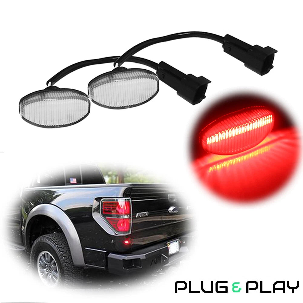 Clear Lens Red LED Rear Side Marker Lights for Ford F-150 Raptor