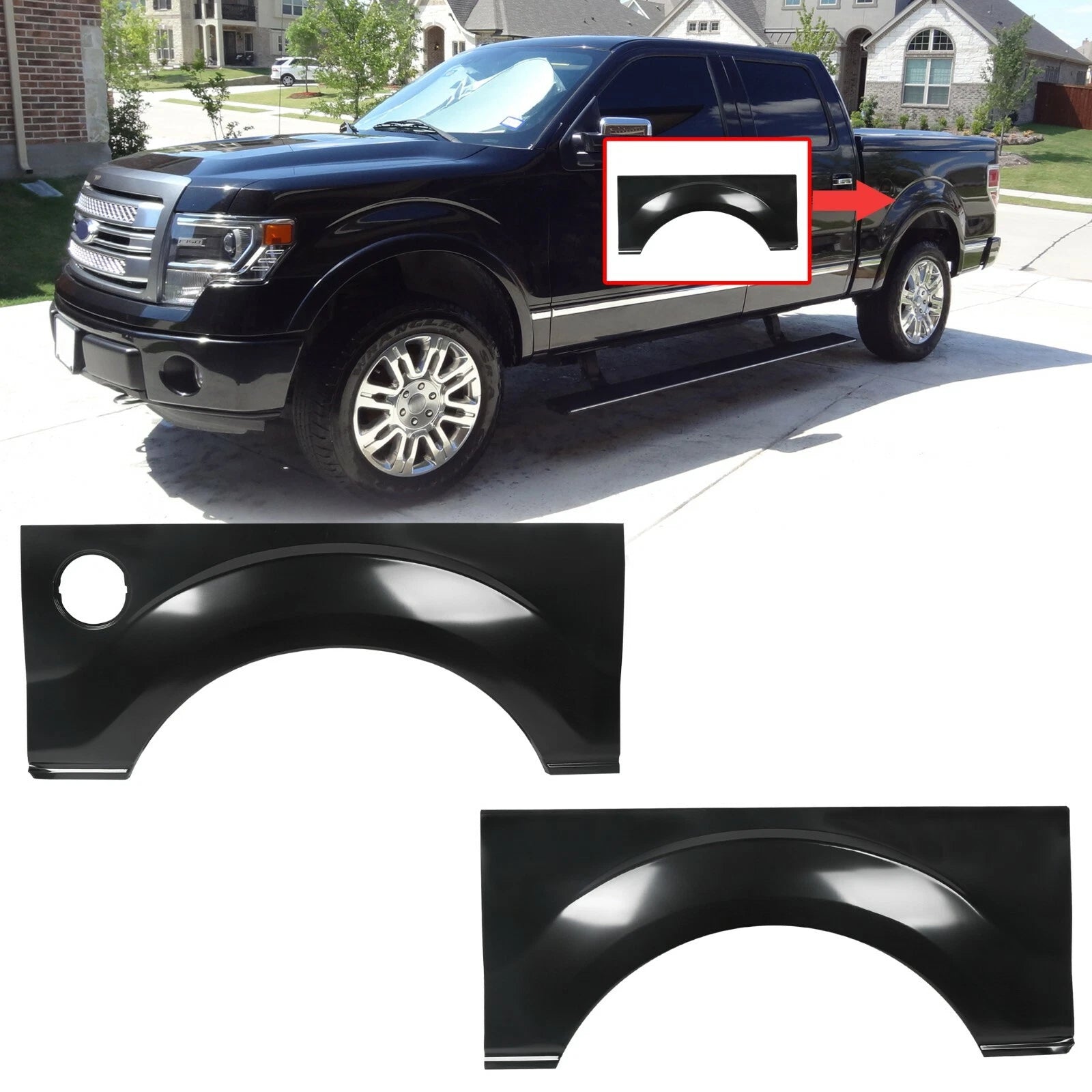 Pair Rear Wheel Arch Quarter Panels for Ford F-150 (2009–2014)