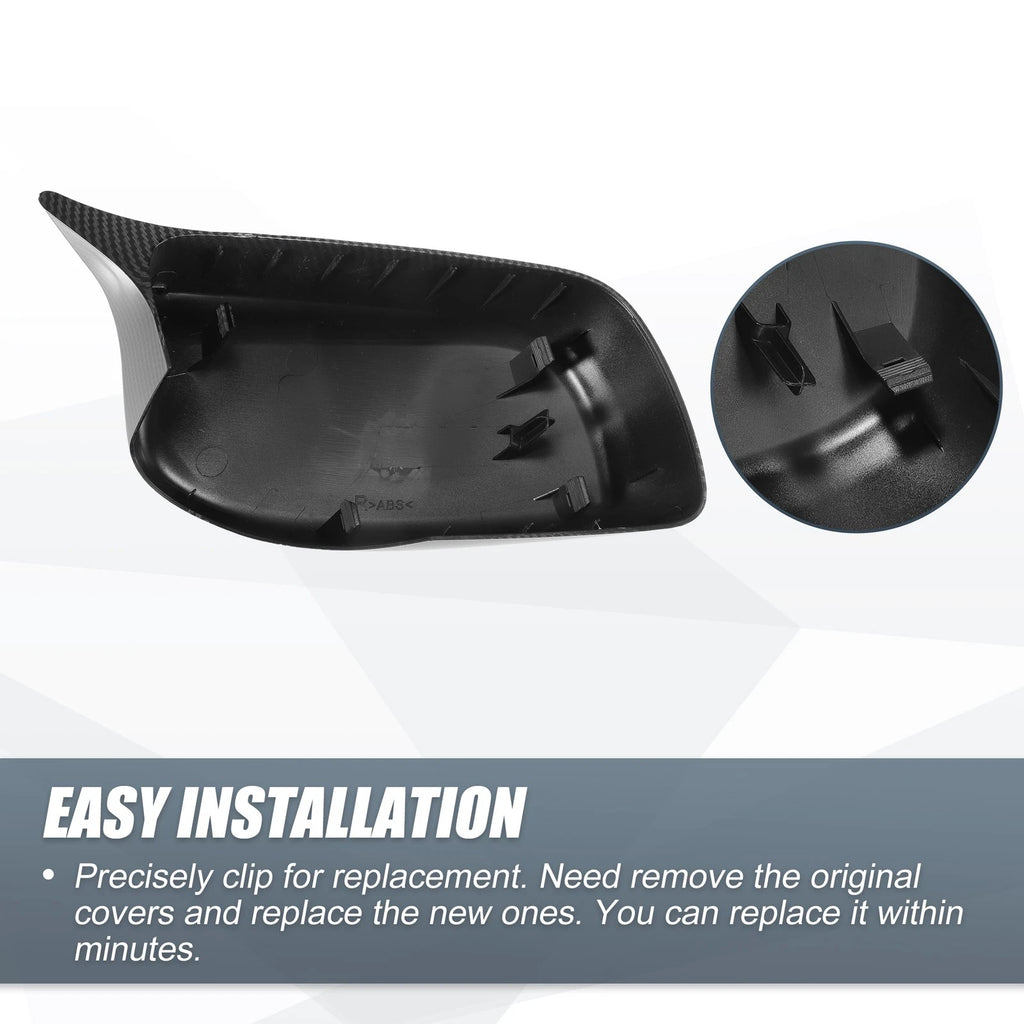 Pair Rearview Mirror Cover Cap Black Carbon Fiber for BMW 5 Series (2011–2017)