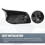 Pair Rearview Mirror Cover Cap Black Carbon Fiber for BMW 5 Series (2011–2017)