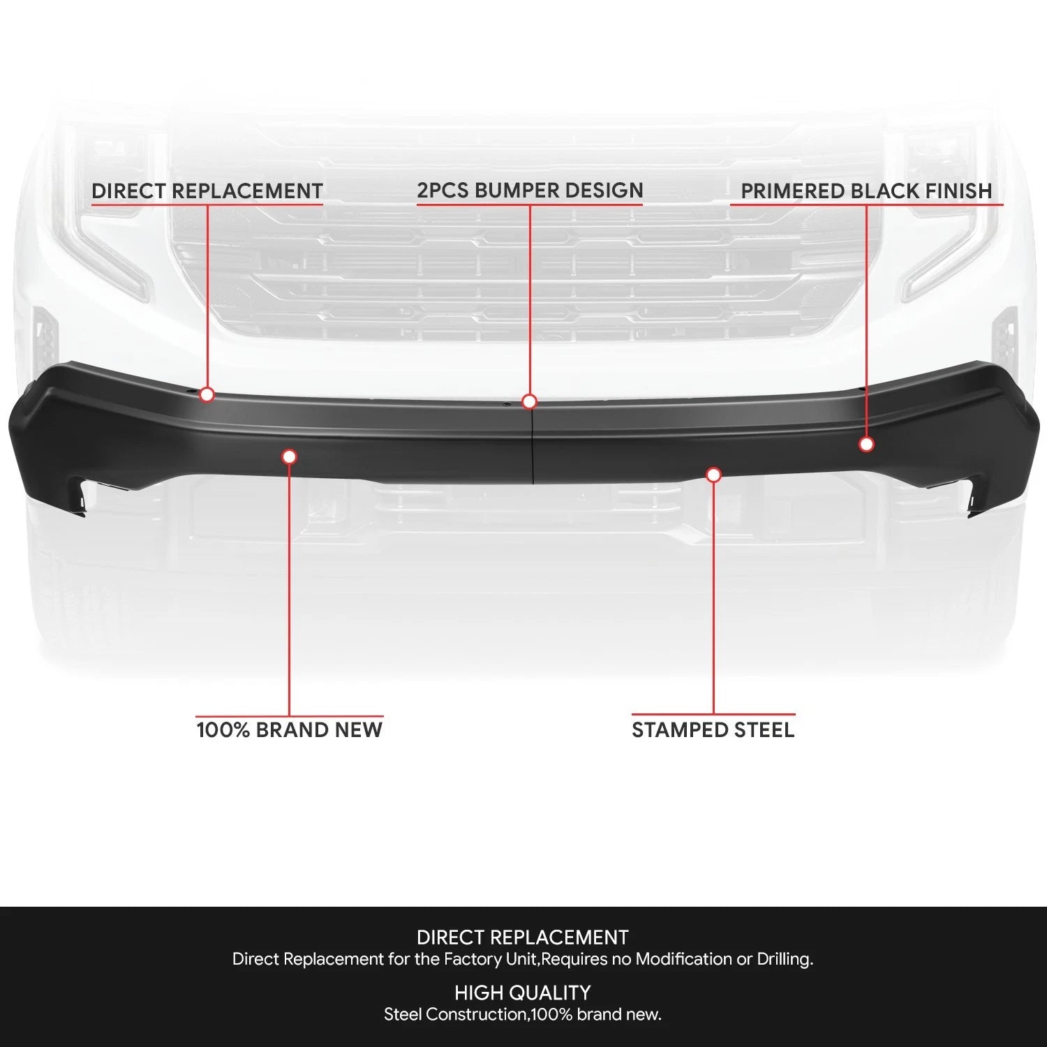 Front Bumper Impact Bar for GMC Sierra 1500 Limited (2022–2026)