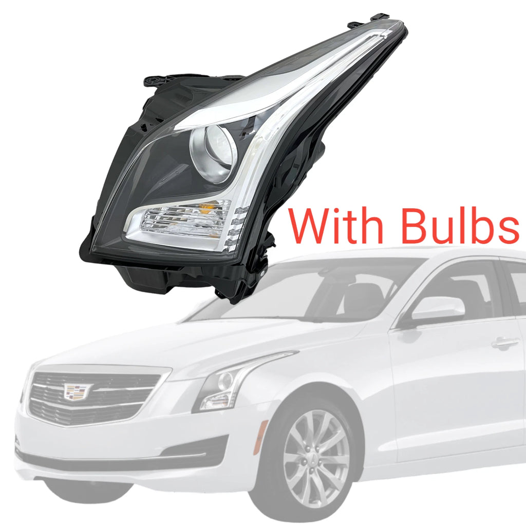 Driver Halogen Headlight for Cadillac ATS (2013–2018) LH w/ Bulb