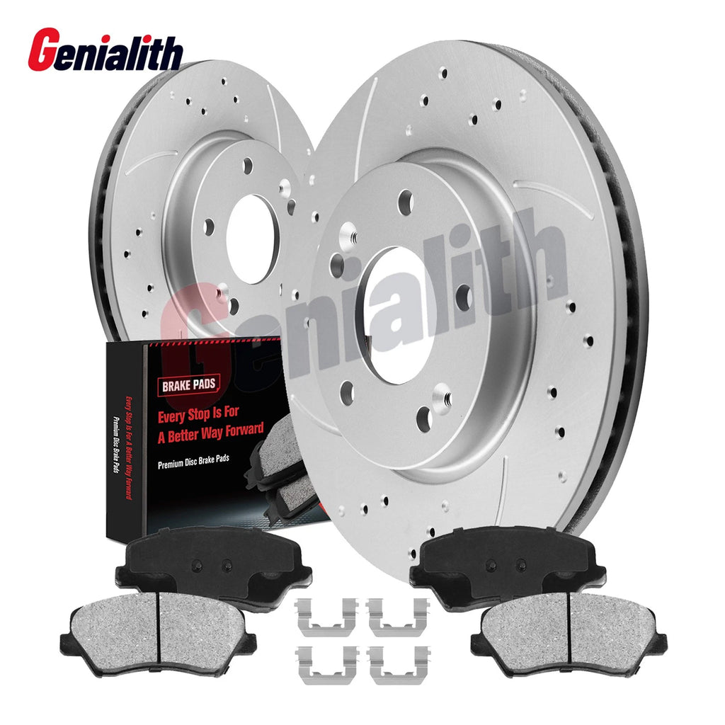 Front Drilled Brake Rotors & Ceramic Brake Pads for Hyundai Elantra Veloster (2011–2023)