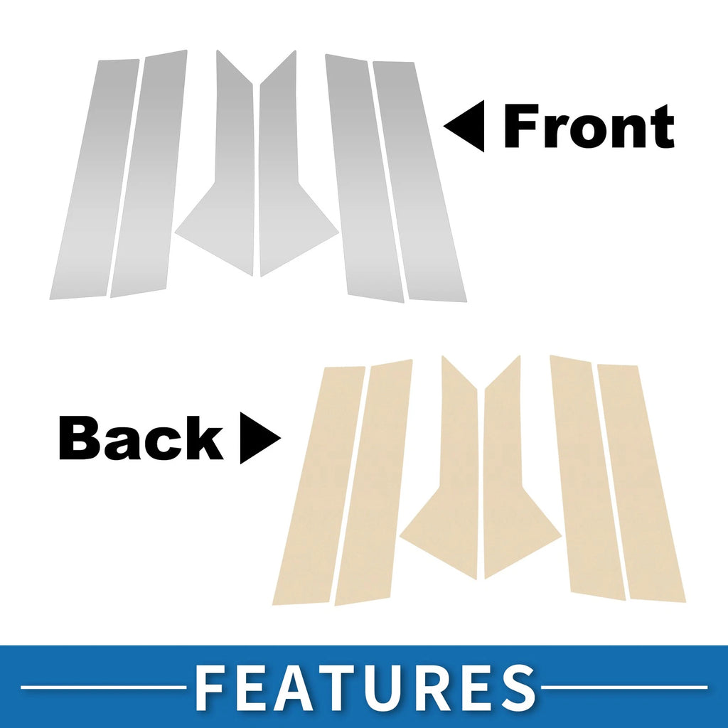 Set of 6 Door Pillar Window Trim for Ford Mondeo (2008–2013) Silver Tone