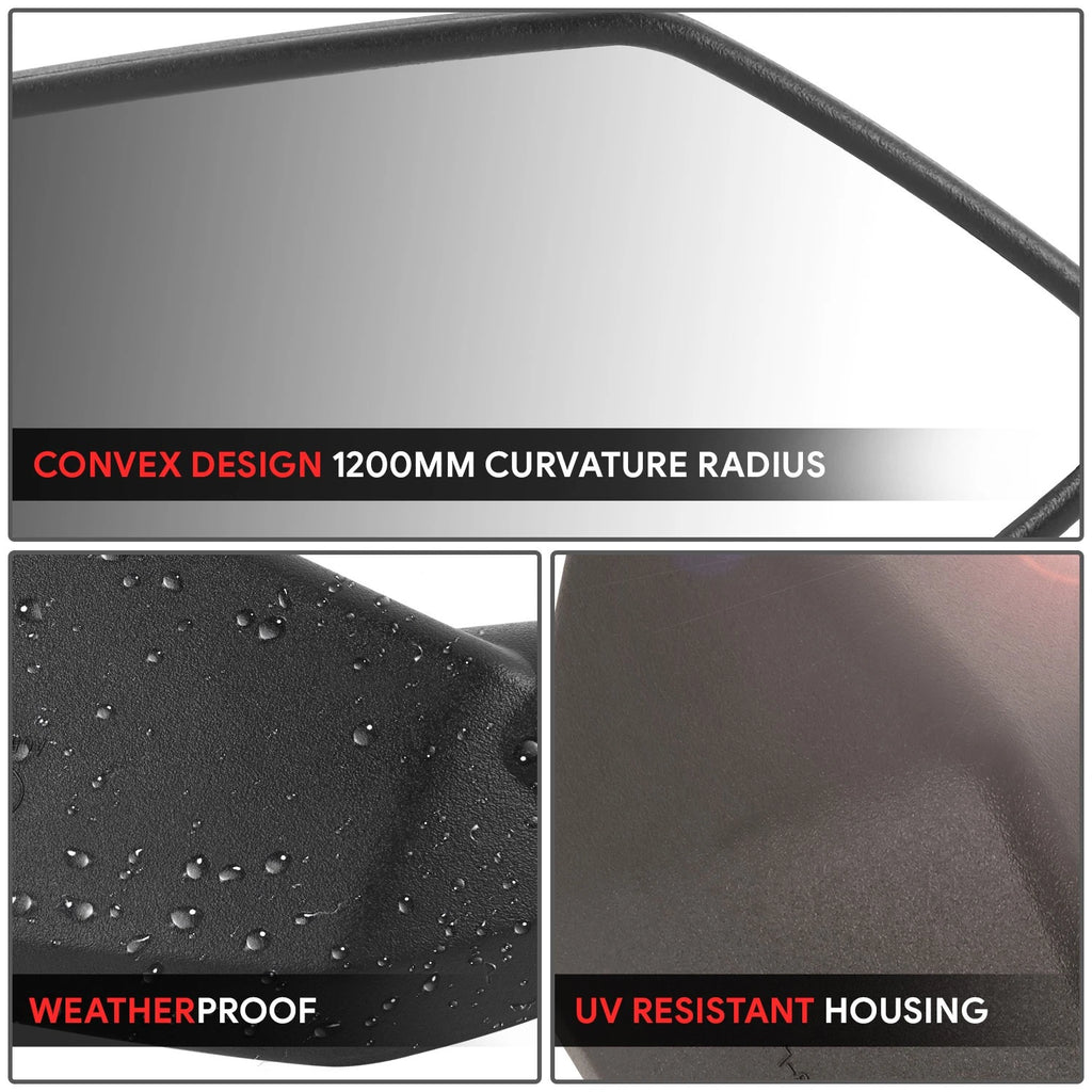 Universal ATV Rectangular Convex Side View Mirrors (Handlebar Mount)