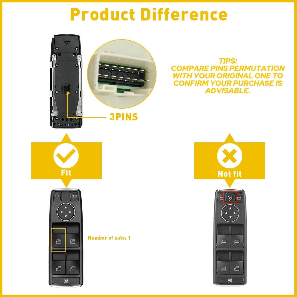 Power Master Window Control Switch A2049055302 for Mercedes-Benz E350 (2011–2012)