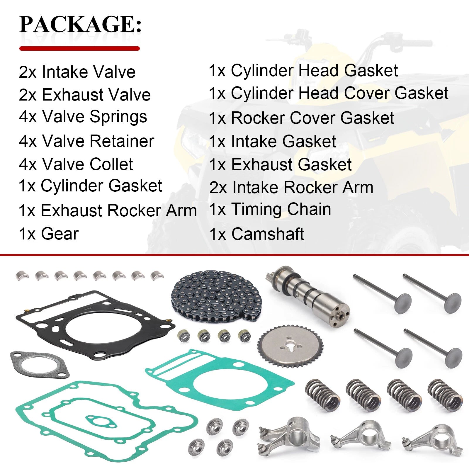 Rocker Arm Camshaft Timing Chain & Valve Kit for Polaris Sportsman (2000-2014)