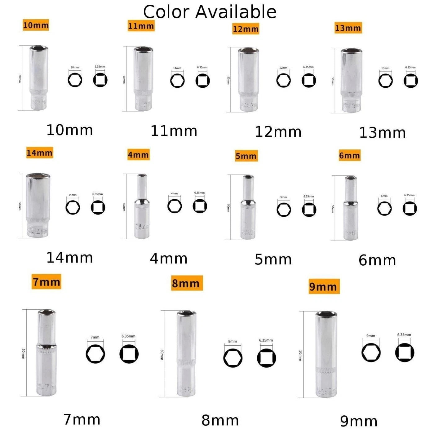 Socket Wrench for - Hex, Chromium-Vanadium, Lengthened