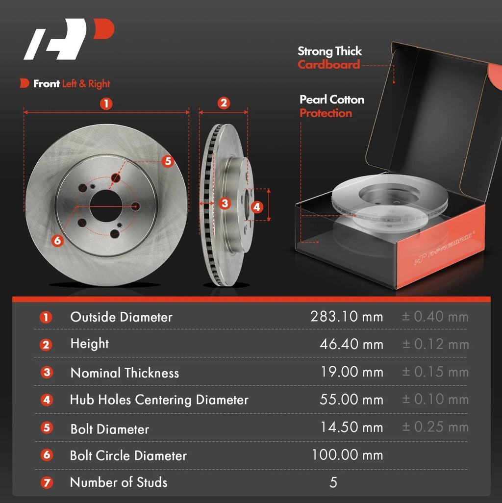 Front and Rear Brake Rotors and Ceramic Pads for Toyota Corolla (2020-2022)