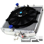 Two Row Aluminum Radiator + 10" Black Fan for Civic CRX/Del Sol Integra (MT)