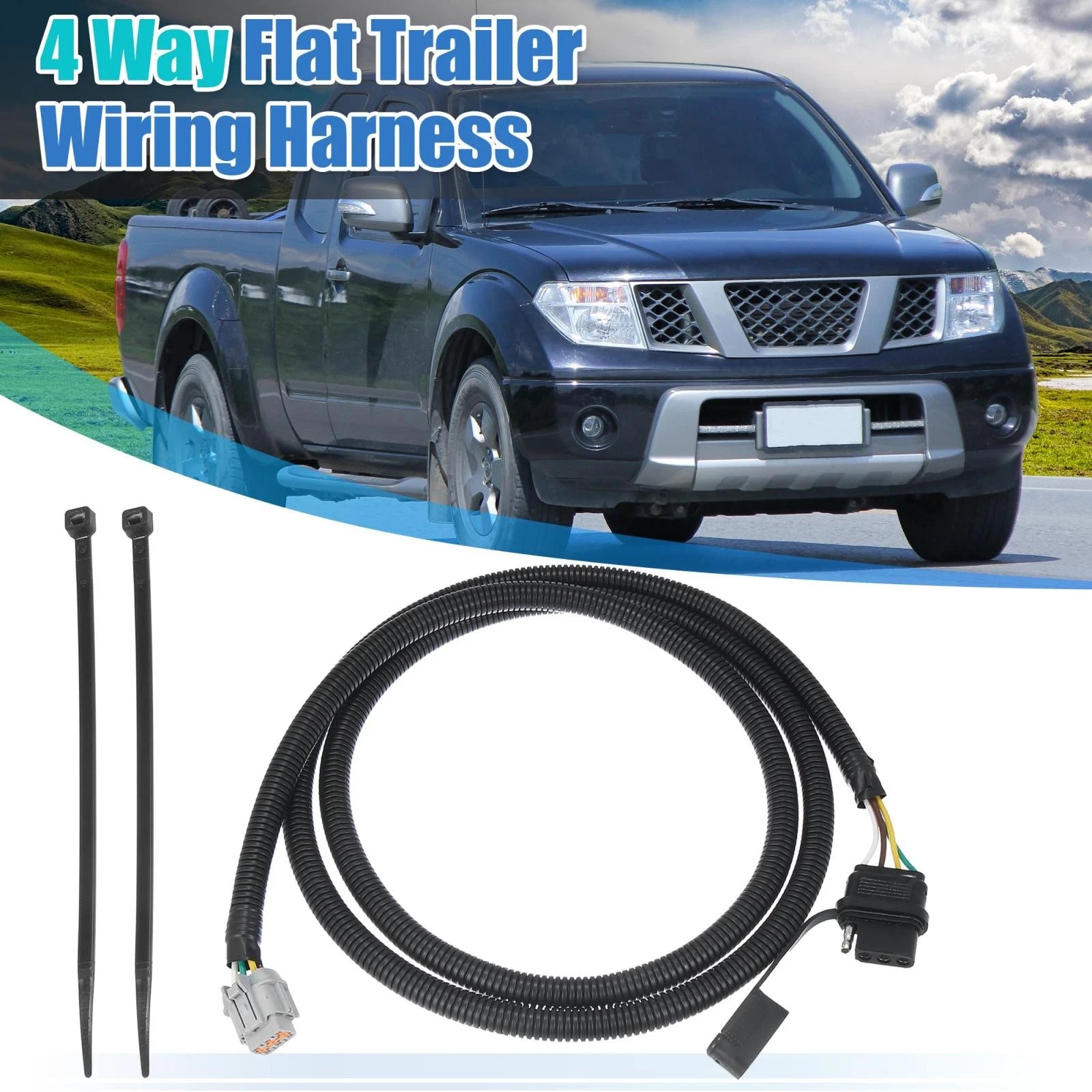 4 Way Flat Trailer Wiring Harness Plug for Nissan Frontier Xterra Pathfinder (2005–2022)