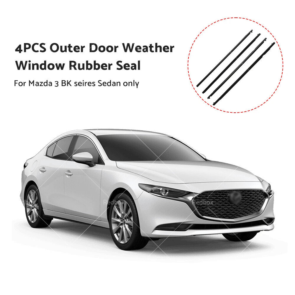 Set of 4 Weatherstrip Outer Window Seal for Mazda 3 BK Sedan (2003–2009)