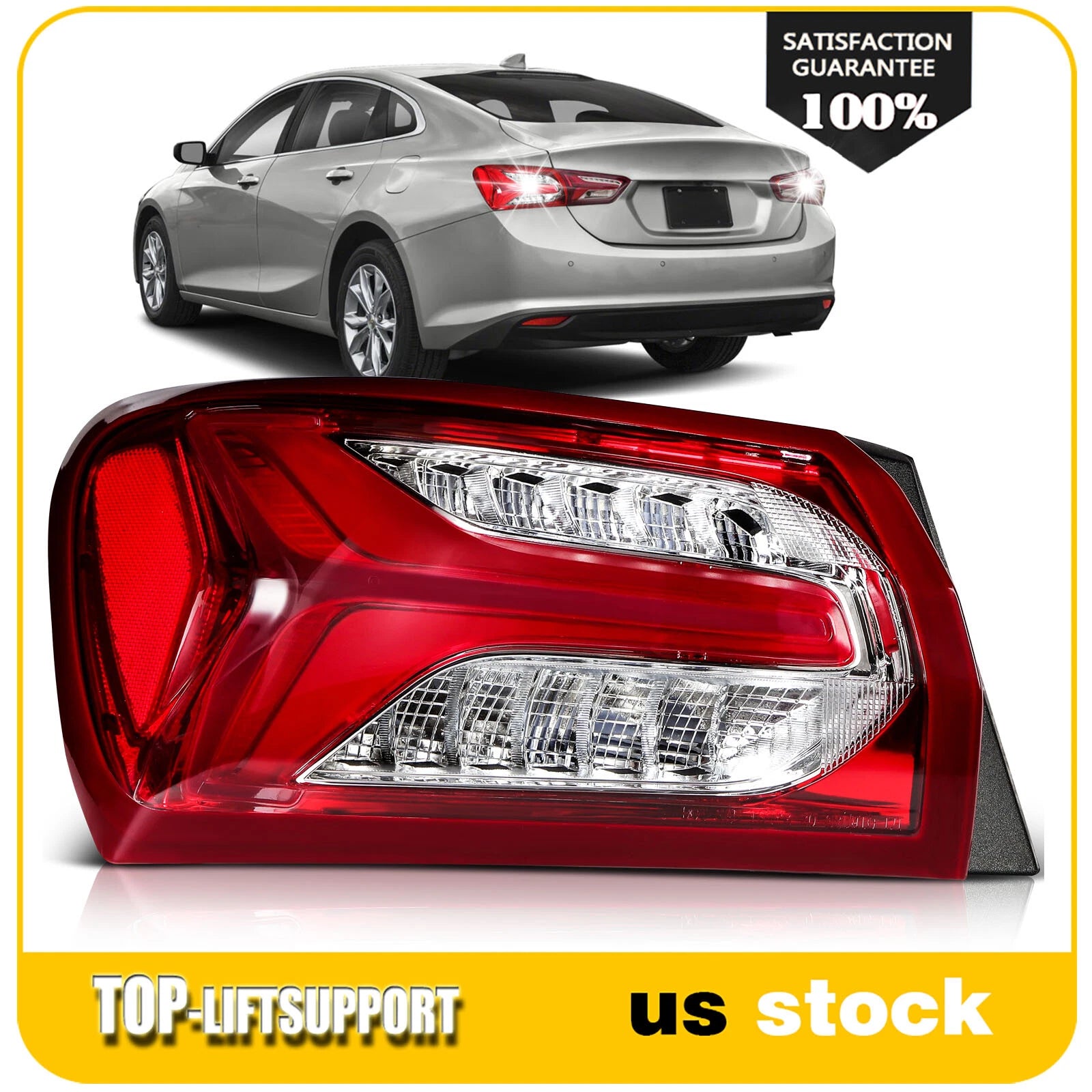 Driver Left Outer Tail Light for Chevy Malibu (2019–2022) Red LED