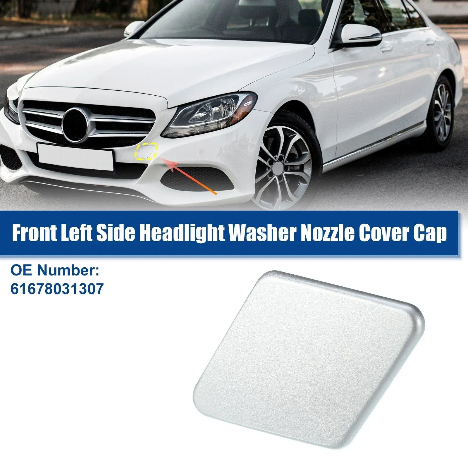 Left Front Headlight Washer Nozzle Cover for BMW 335i Silver Tone