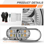 LED Halo Ring DRL Projector Headlights for Peterbilt 359 (1967–1987)
