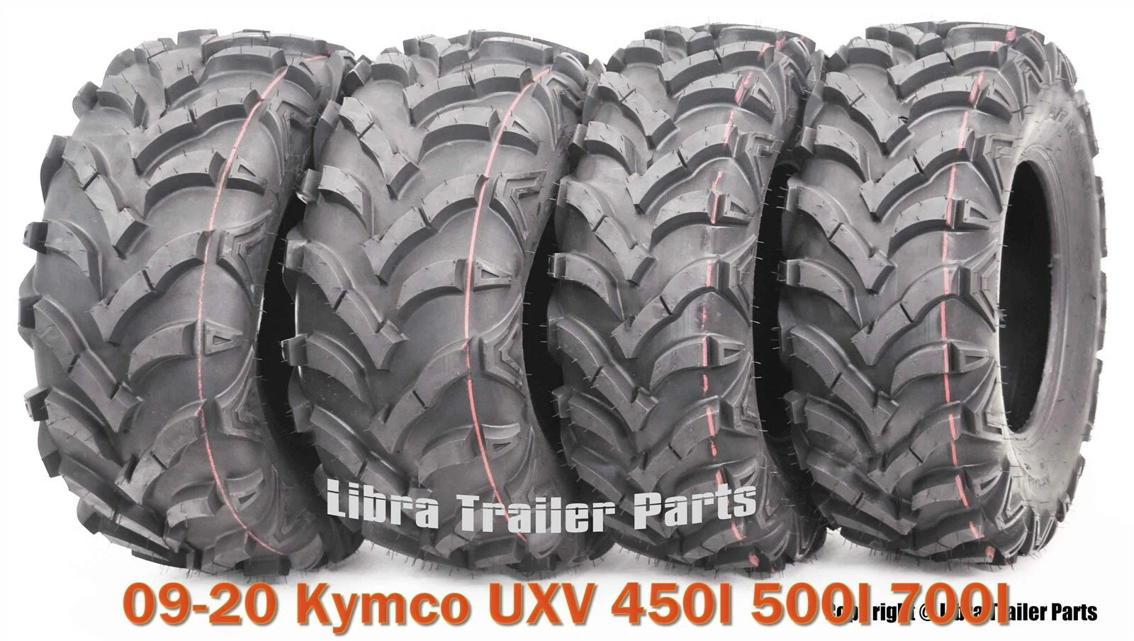 Set of 4 ATV Solid Mud Tires 25X8X12 & 25X10X12 for Kymco UXV 450I 500I 700I (2009–2020)