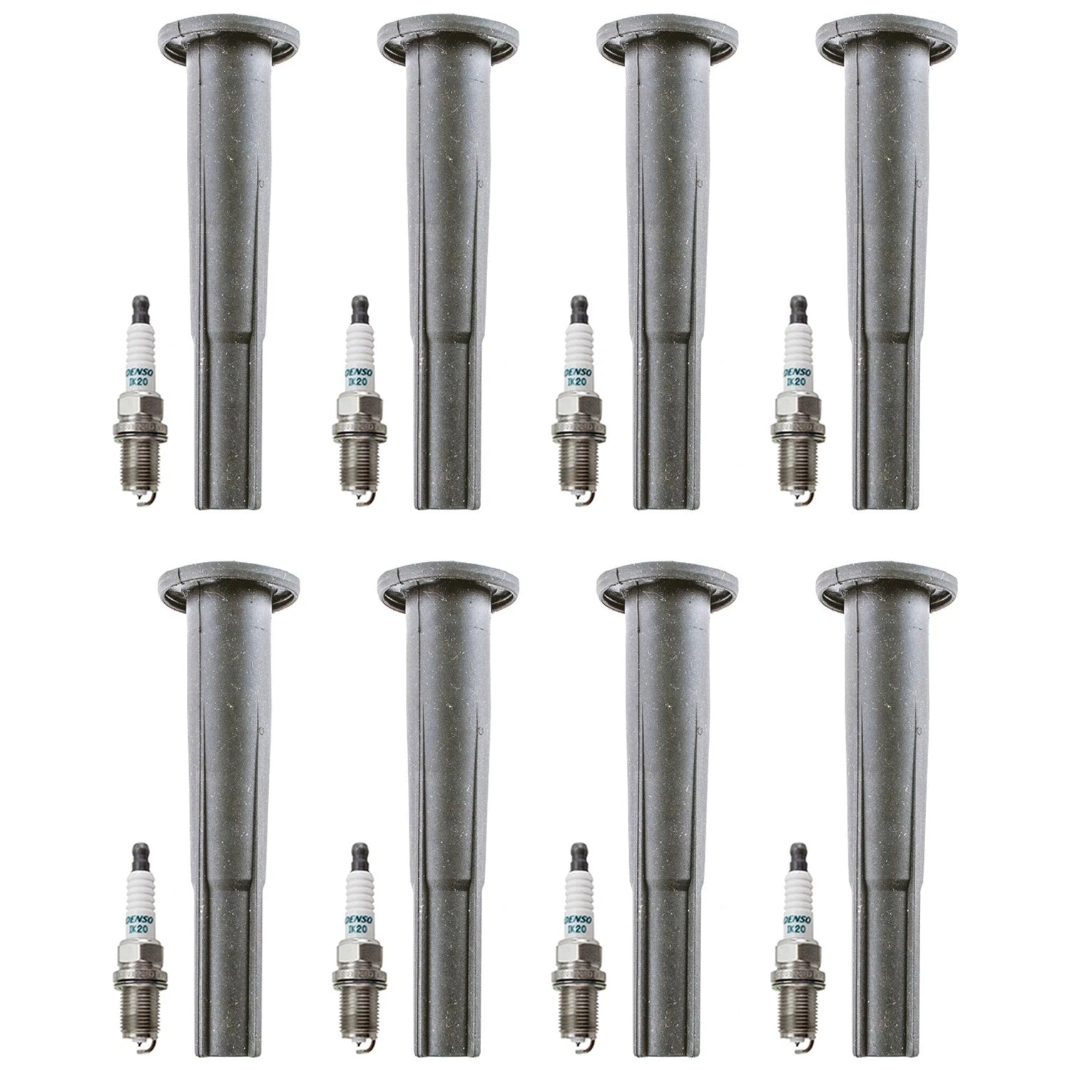 Set of 8 Denso Iridium Power Spark Plugs & Coil Boots for Lexus GS400 LS400 (1998–2000)