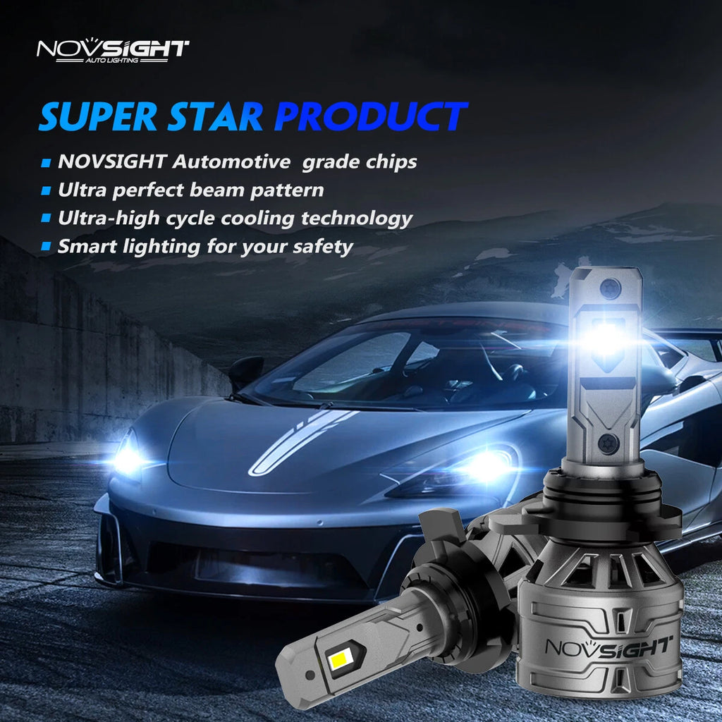 2X NOVSIGHT 9012 HIR2 LED Headlight Bulbs 6500K 13000LM for US Vehicles
