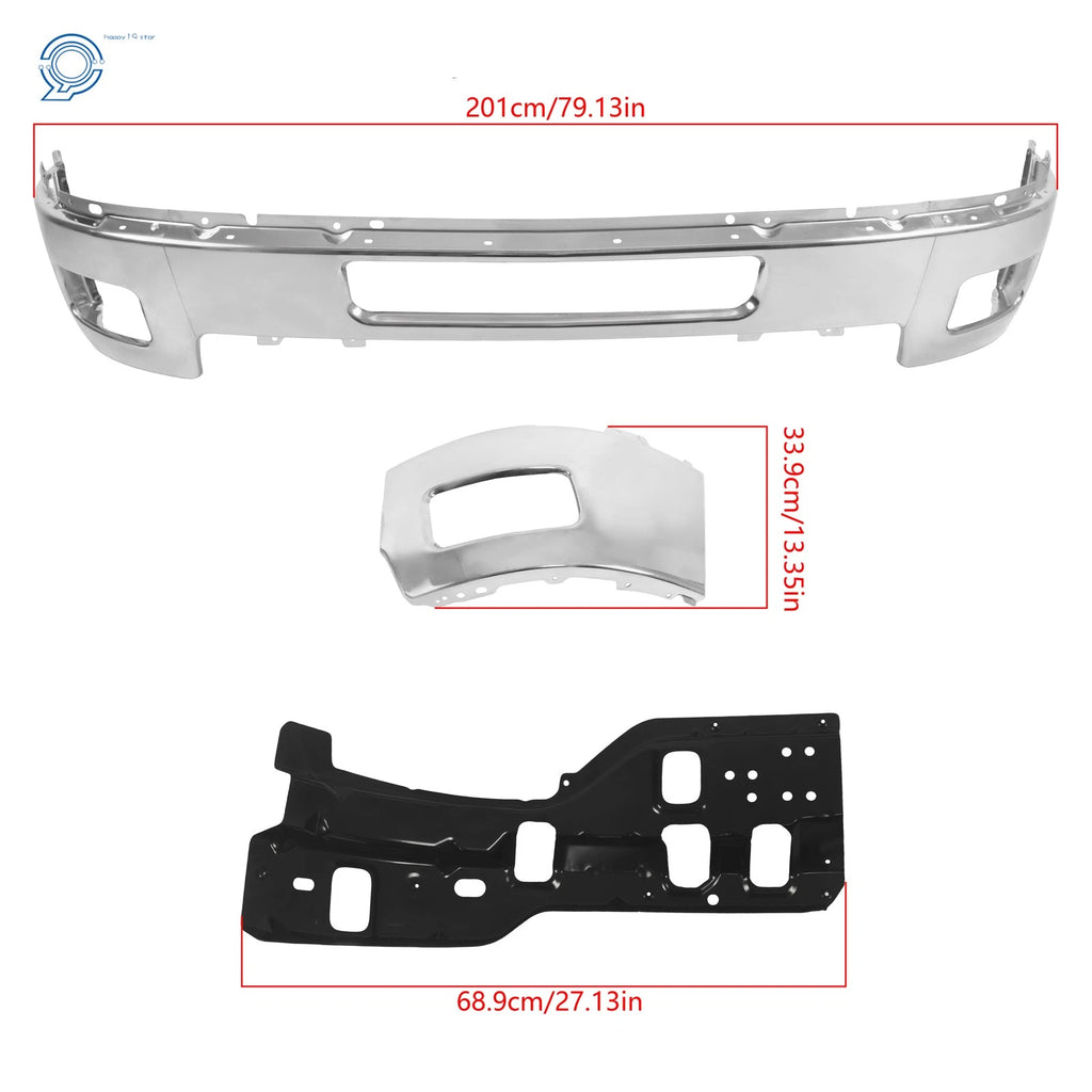 Chrome Front Bumper for Chevy Silverado 2500 3500 (2011–2014) with 8 Brackets