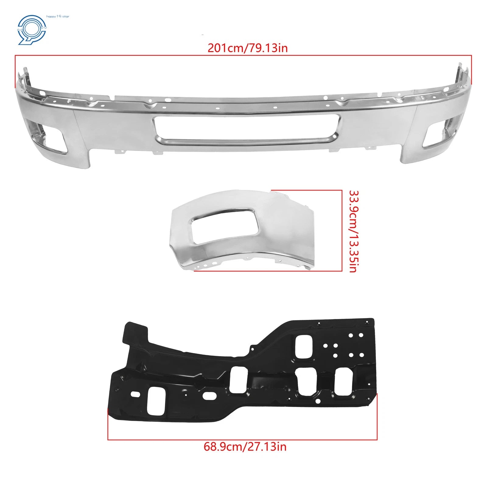 Chrome Front Bumper for Chevy Silverado 2500 3500 (2011–2014) with 8 Brackets