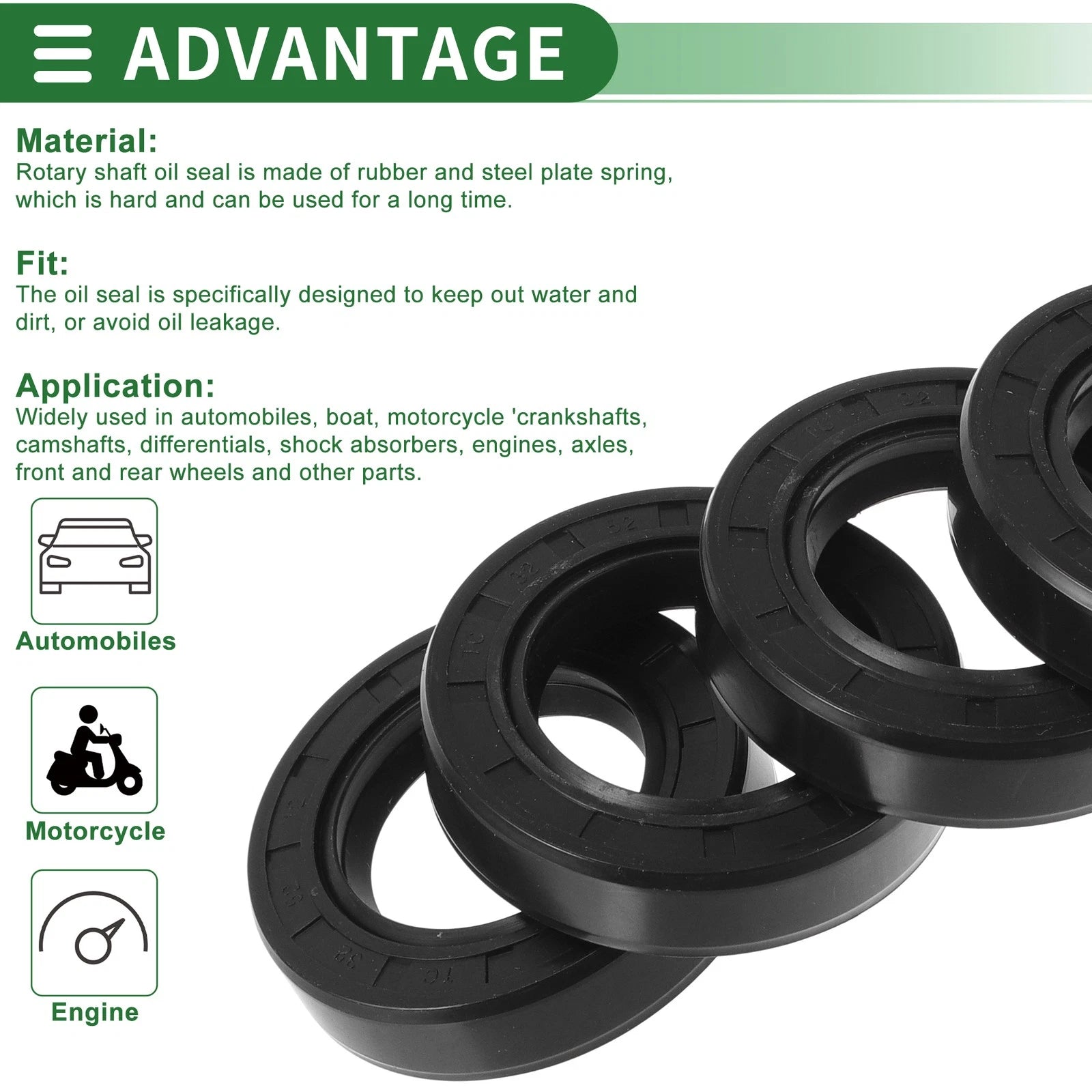 Set of 5 Oil Seal Rotary Shaft Seal NBR Rubber 32x52x12mm