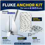 4 lb Fluke Anchor Kit for Boat with Hand-Spliced Rope & Chain