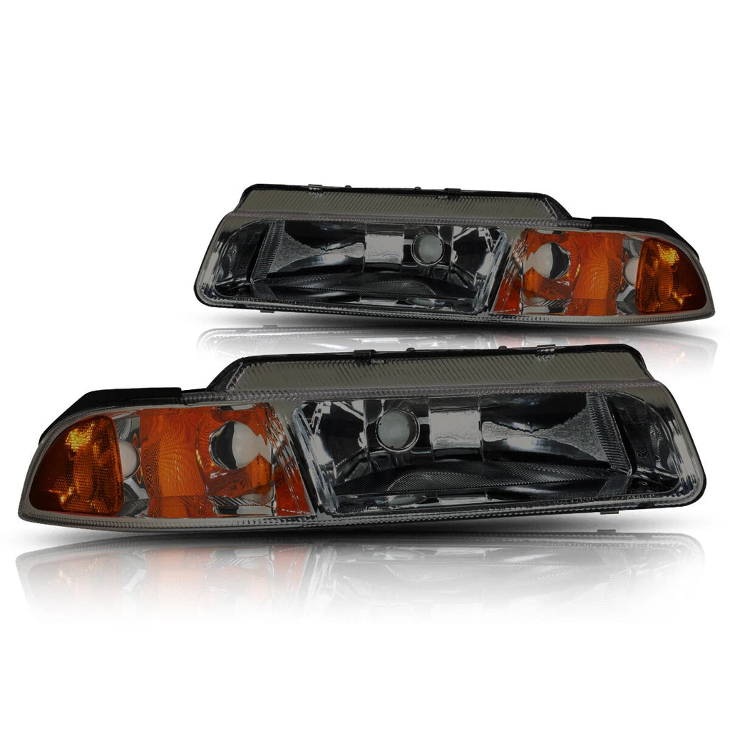 Headlight for Chrysler Cirrus/Dodge Stratus (1995–2000) Smoked Housing Amber Side