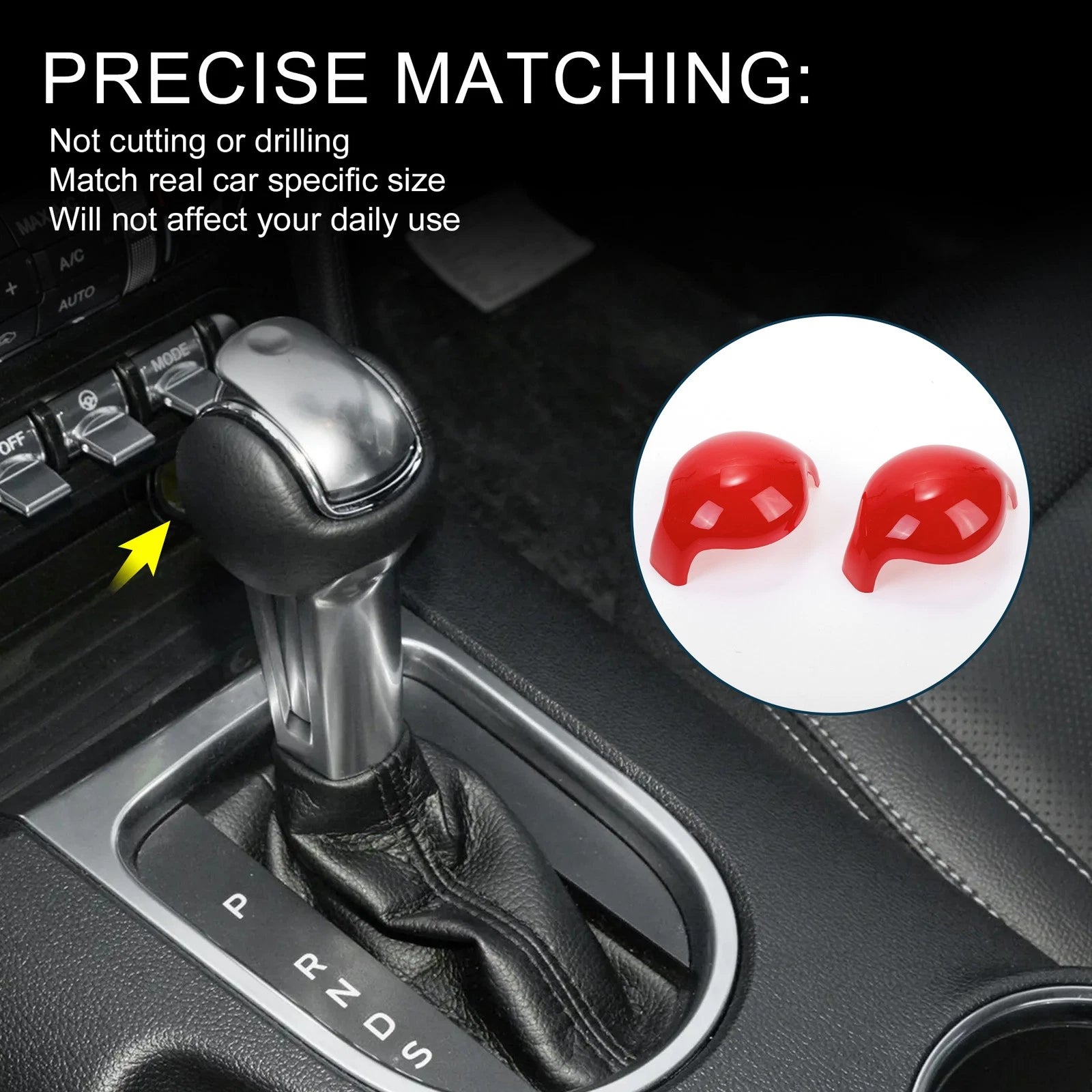 Set of 1 Gear Shift Knob Decorator Cover for Ford Mustang (2015–2023) Red