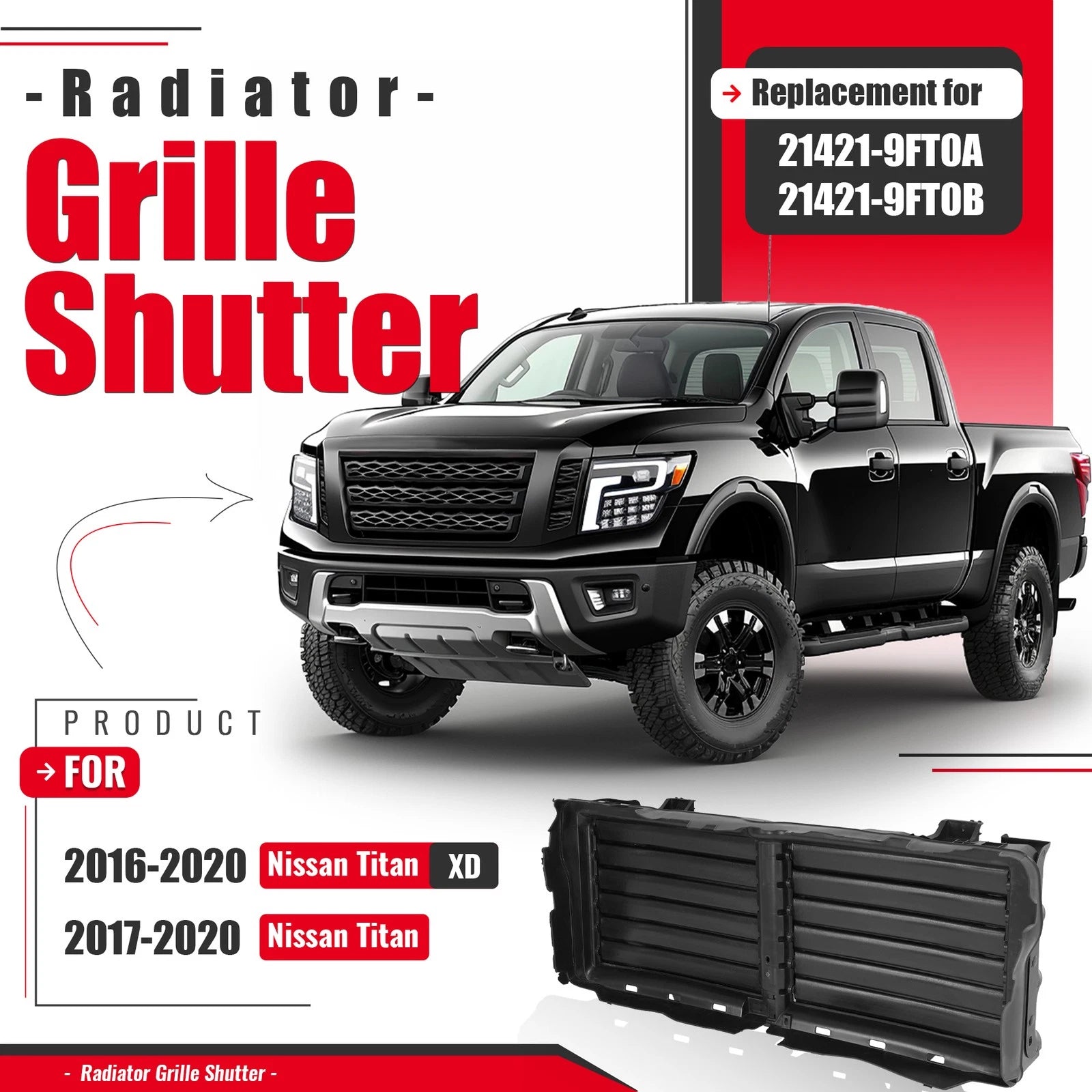 Active Grille Shutter Assembly for Nissan Titan/Titan XD (2016–2020)